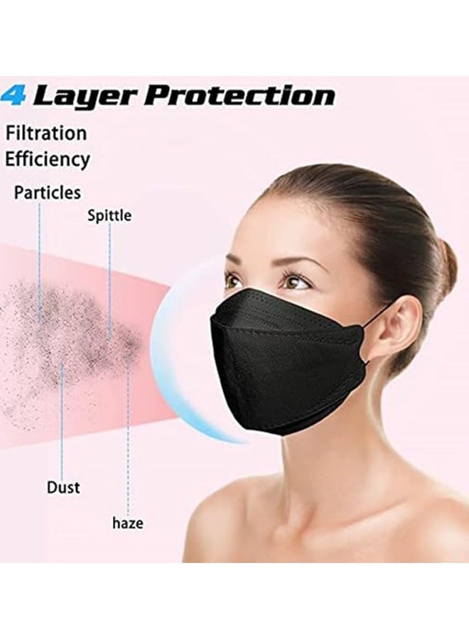 Happy D 20-pack of black and white disposable masks, 4-layer black and white masks, individually packaged, with elastic ear loops, breathable and comfortable adult masks - suitable for office, outdoor, and daily use - Image 3